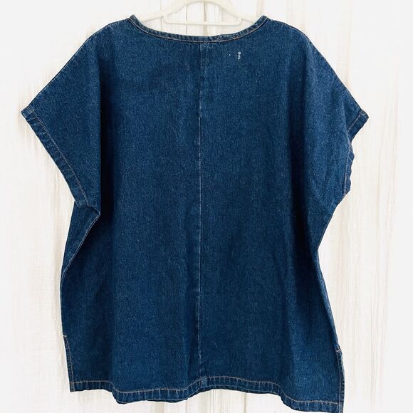 Molato 100% Cotton Boho Hippie Beachy Denim Tunic Shirt Seashells Plus 2X - Picture 6 of 8